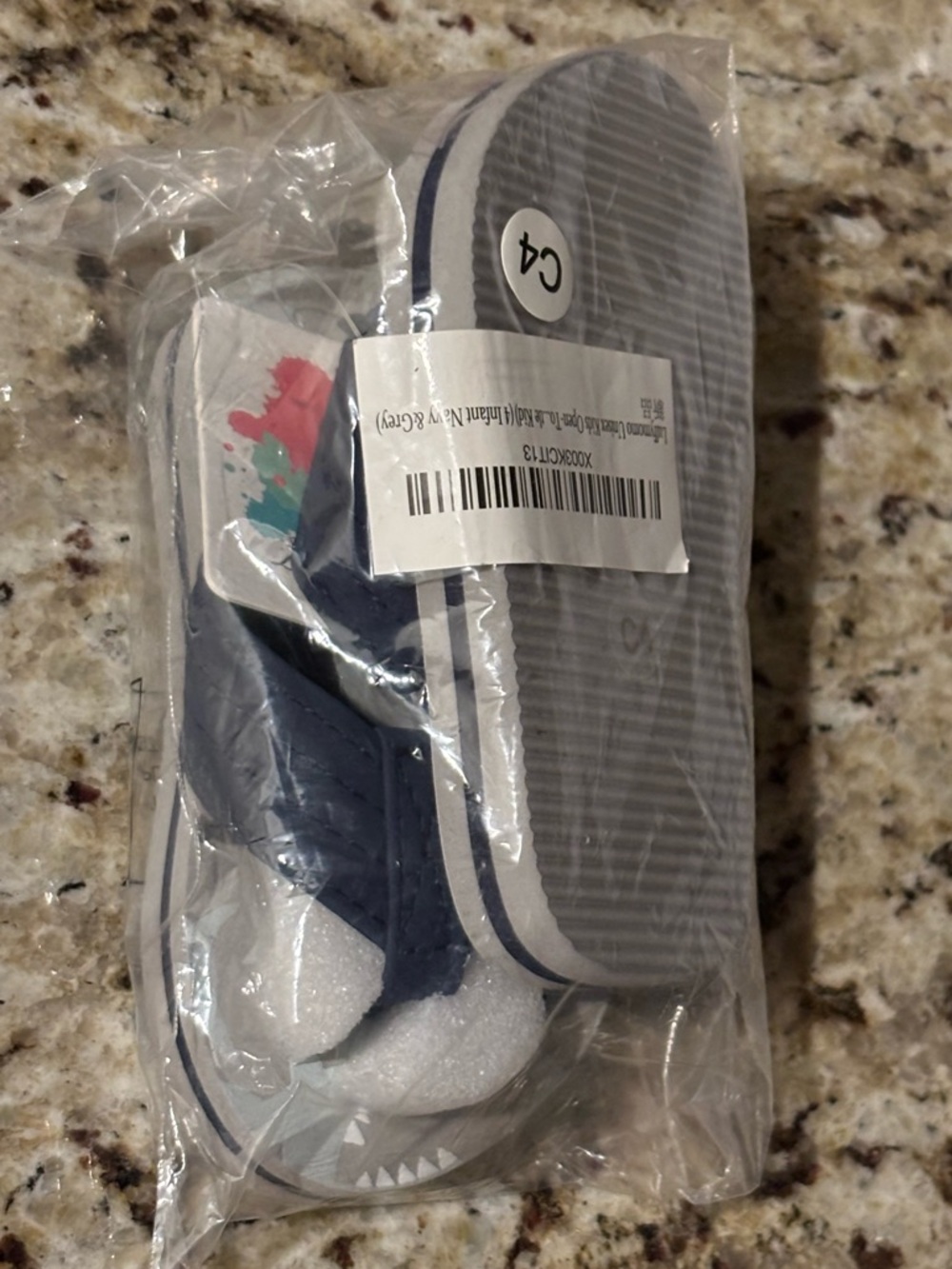 Toddler Navy Shark Print Backstrap Flip Flops - Picture 8 of 11